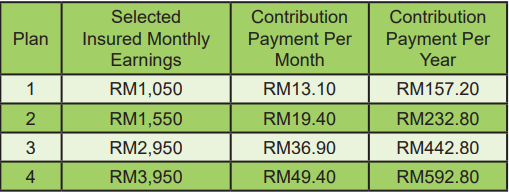 Table socso contribution EIS Contributions